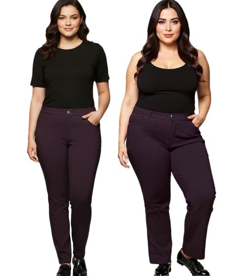 sheego Bengalin Women's Stretch Pants, Modern Leisure Trousers, Business Trousers, Plus Sizes, 13399 Wine Red, Regular or Short Size