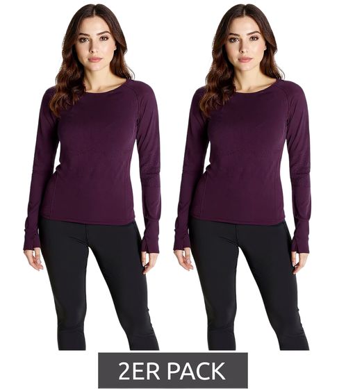 Confezione da 2 maglie a maniche lunghe senza cuciture FAYN SPORTS da donna, abbigliamento fitness, 46379918, viola
