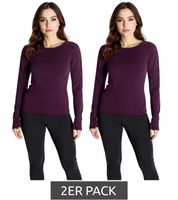 2er Pack FAYN SPORTS Damen Longsleeve nahtloses Langarm-Shirt Fitness-Kleidung 46379918 Lila