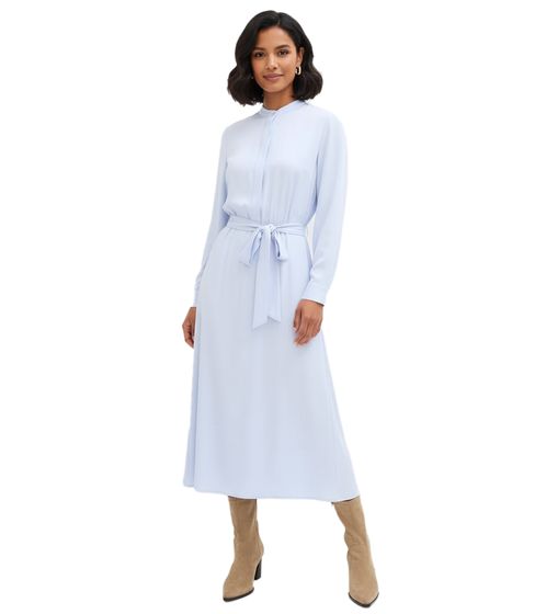 Timeless women's shirt dress made of fine satin, maxi dress, long-sleeved dress, 955549, light blue