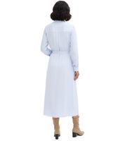 zeitloses Damen Hemdblusenkleid aus feinem Satin Maxi-Kleid Langarm-Kleid 955549 Hell-Blau