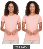 2er Pack FAYN SPORTS Damen Sport-Top atmungsaktives und schweißtransportierendes Trainings-Shirt 73022200 Lachs-Rosa