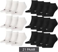 21 Paar PUMA Kinder Baumwoll-Socken schlichte Sneaker-Socken Kurz-Socken Strümpfe 70122094 001 Schwarz/Weiß