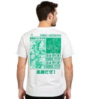 RE:COVERED X SEGA Herren T-Shirt mit Sonic-Print Baumwoll-Shirt Rundhals-Shirt RCSEGA55 in Blau/Weiß, Grau oder Ecru-Weiß