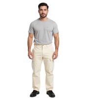 Eleganti jeans cargo da uomo con tasche multiple, pantaloni casual in écru, bianco/beige con 4 o 2 tasche cargo