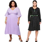 sheego Damen Sommer-Kleid knielanges Kleid Ausgeh-Kleid Große Größen in Schwarz oder Lila