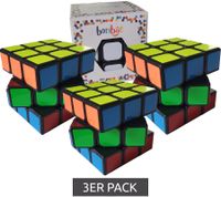 3er Pack bonbae Zauberwürfel 3x3 für Kinder und Erwachsene Puzzle-Spiel fördert Konzentration Logik und Geschick Lern-Spiel Schwarz/Bunt