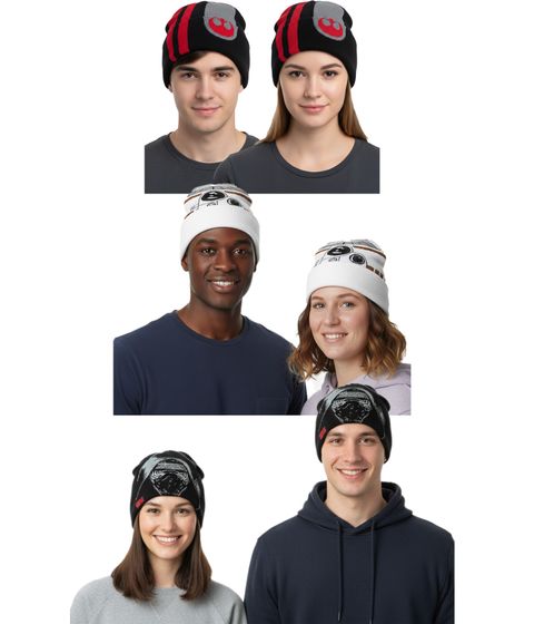 Berretto di Star Wars per uomo o donna. Berretto lavorato a maglia in taglia unica. Merchandising per fan. Cappello invernale in nero o bianco.