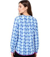 ZWILLINGSHERZ Pünktchen Damen Sommer-Bluse mit Polka Dots Muster Tunika-Shirt mit Quaste oder Ohne in Grün oder Blau