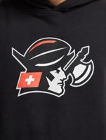 European League of Football Men's Hoodie with Helvetic Guards Logo, Cotton Pullover in Red and Black