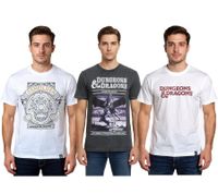 RE:COVERED X DUNGEONS & DRAGONS Herren T-Shirt Baumwoll-Shirt Rundhals-Shirt RCHAS1 in Creme-Weiß oder Schwarz/Grau