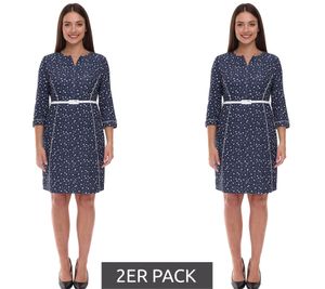 2er Pack gepunktetes Damen Frühlings-Kleid inklusive Gürtel Strand-Outfit Midi-Kleid 940590 Dunkelblau/Weiß 2er Pack gepunktetes Damen Frühlings-Kleid inklusive Gürtel Strand-Outfit Midi-Kleid 940590 Dunkelblau/Weiß
