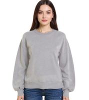 ZEGY Damen Sweatshirt schlichter Baumwoll-Pullover Rundhals-Pulli Sweater 1065 in Grau, Rosa oder Beige