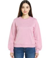 ZEGY Damen Sweatshirt schlichter Baumwoll-Pullover Rundhals-Pulli Sweater 1065 in Grau, Rosa oder Beige
