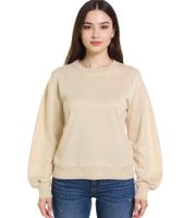 ZEGY Damen Sweatshirt schlichter Baumwoll-Pullover Rundhals-Pulli Sweater 1065 in Grau, Rosa oder Beige