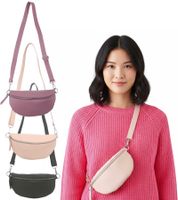 Borsa a tracolla da donna ZWILLINGSHERZ in vera pelle con tracolla rimovibile, marsupio e borsa da sera alla moda 1416C in rosa antico, rosa o kaki