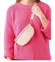 Borsa a tracolla da donna ZWILLINGSHERZ in vera pelle con tracolla rimovibile, marsupio e borsa da sera alla moda 1416C in rosa antico, rosa o kaki