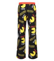 RE:COVERED X Pac-Man Loungepants Herren Schlafanzug-Hose mit Pac-Man Allover-Print Pyjama-Hose in Schwarz/Gelb oder Schwarz/Rot