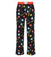 RE:COVERED X Pac-Man Loungepants Herren Schlafanzug-Hose mit Pac-Man Allover-Print Pyjama-Hose in Schwarz/Gelb oder Schwarz/Rot