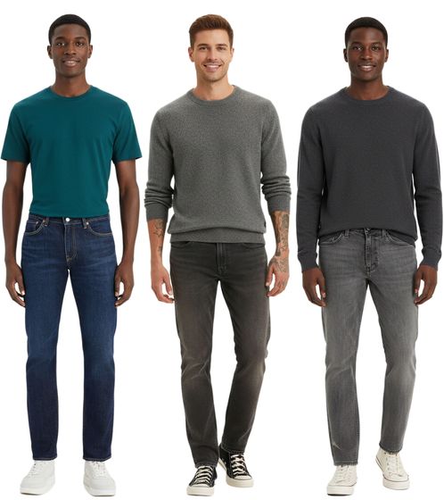 Vaqueros LEVI'S 511 de 5 bolsillos para hombre, pantalones vaqueros ajustados de algodón 45115 en gris o azul
