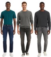 LEVI'S 511 Men's 5-Pocket Jeans, Cotton Slim-Fit Denim Pants 45115 in Gray or Blue