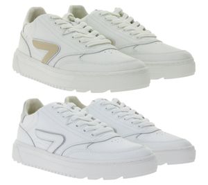 HUB Duke Damen Sneaker mit Terry-Fütterung Echtleder-Schuhe W50008L31-L10 in Weiß/Beige oder Weiß/Grau HUB Duke Damen Sneaker mit Terry-Fütterung Echtleder-Schuhe W50008L31-L10 in Weiß/Beige oder Weiß/Grau