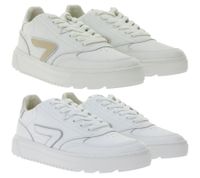 Sneakers da donna HUB Duke in vera pelle con fodera in spugna W50008L31-L10, colore bianco/beige o bianco/grigio