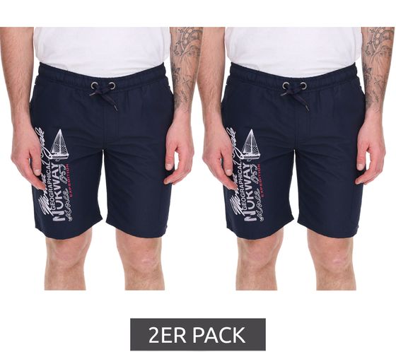 Pack de 2 bañadores GEOGRAPHICAL NORWAY Quara para hombre con estampado de logotipo, shorts de baño con bolsillos, shorts de baño 001 azul marino