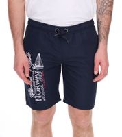 2er Pack GEOGRAPHICAL NORWAY Quara Herren Badehose Schwimm-Hose mit Logo-Print Bade-Shorts mit Taschen Schwimm-Shorts 001 Navy