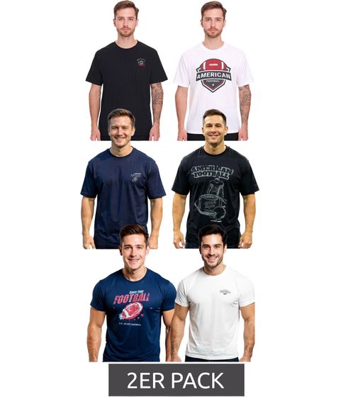 Pack de 2 camisetas básicas de algodón U.S. SPORT AMERICA para hombre, con cuello redondo y manga corta, en azul/negro, negro/blanco o azul/blanco
