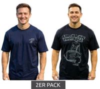 2er Pack U.S. SPORT AMERICA Herren T-Shirt Basic Baumwoll-Shirt Rundhals-Shirt Kurzarm in Blau/Schwarz, Schwarz/Weiß oder Blau/Weiß