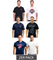 2er Pack U.S. SPORT AMERICA Herren T-Shirt Basic Baumwoll-Shirt Rundhals-Shirt Kurzarm in Blau/Schwarz, Schwarz/Weiß oder Blau/Weiß