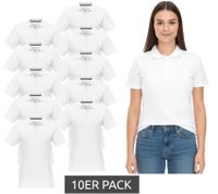 10er Pack ELEVATE Helios Damen Polo-Shirt Baumwolle Polo-Hemd Pique-Strick 180 g/m² 3810701 Weiß