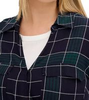 weich fließendes Damen Mini-Kleid kariertes Wickel-Kleid mit Hemdkragen 914043 Blau