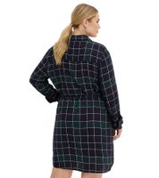 weich fließendes Damen Mini-Kleid kariertes Wickel-Kleid mit Hemdkragen 914043 Blau