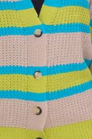 Cardigan Aniston CASUAL pour femme : Cardigan tendance à boutons et rayures contrastées beige/bleu/vert ou noir/orange/violet