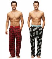 RE:COVERED X ACDC Loungepants Herren Schlafanzug-Hose mit ACDC Allover-Print Pyjama-Hose in Schwarz/Rot oder Schwarz/Hellblau