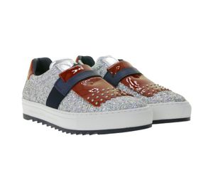 DUCA DEL COSMA Pine Damen Echtleder-Schuhe mit Lackleder glitzernde Alltags-Schuhe 150591-61 Silber/Blau/Rot DUCA DEL COSMA Pine Damen Echtleder-Schuhe mit Lackleder glitzernde Alltags-Schuhe 150591-61 Silber/Blau/Rot