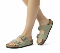 Chaussons BIRKENSTOCK Arizona en daim pour femme et homme, fabriqués en Allemagne, largeur étroite, 51463 Taupe-Gris