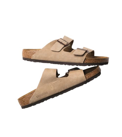 Chaussons BIRKENSTOCK Arizona en cuir nubuck pour homme et femme, fabriqués en Allemagne, largeur étroite, 352203 Marron