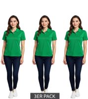 3er Sparpack ELEVATE Helios Damen Polo-Shirt Baumwolle Polo-Hemd Pique-Strick 180 g/m² 3810769 Grün