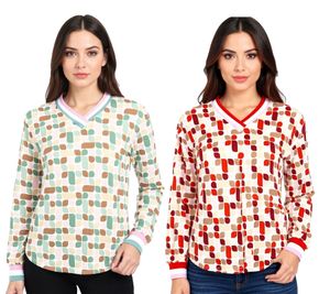 ZWILLINGSHERZ Mosaik Damen langärmliges Sommer-Shirt Longsleeve mit bunten Mosaiken in Beige/Braun/Rot/Rosa oder Beige/Braun/Grün/Rosa ZWILLINGSHERZ Mosaik Damen langärmliges Sommer-Shirt Longsleeve mit bunten Mosaiken in Beige/Braun/Rot/Rosa oder Beige/Braun/Grün/Rosa