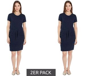 Robe d'été POLARINO pour femme, mini-robe, robe chemise élégante, robe de vacances, 24164953, bleu foncé, lot de 2