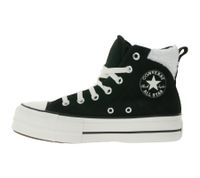 Converse Chuck Taylor All Star Puff Lift Damen Schuhe High Top Chucks mit Kunstfell-Futter am Schaftrand Echtleder Retro-Sneaker 132170C Schwarz