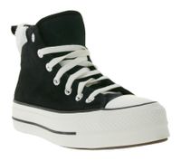 Converse Chuck Taylor All Star Puff Lift Damen Schuhe High Top Chucks mit Kunstfell-Futter am Schaftrand Echtleder Retro-Sneaker 132170C Schwarz