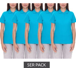 5er Sparpack ELEVATE Helios Damen Polo-Shirt Baumwolle Polo-Hemd Pique-Strick 180 g/m² 3810751 Aqua-Blau 5er Sparpack ELEVATE Helios Damen Polo-Shirt Baumwolle Polo-Hemd Pique-Strick 180 g/m² 3810751 Aqua-Blau