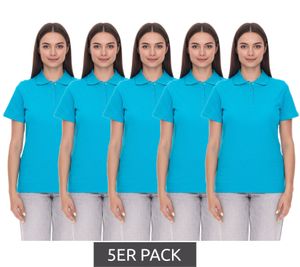 Polo ELEVATE Helios para mujer, paquete de 5, punto de piqué de algodón, 180 g/m², 3810751, azul agua