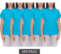 5er Sparpack ELEVATE Helios Damen Polo-Shirt Baumwolle Polo-Hemd Pique-Strick 180 g/m² 3810751 Aqua-Blau