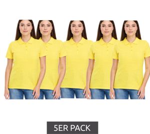 Polo ELEVATE Helios para mujer, paquete de 5, punto de piqué de algodón, 180 g/m², 3810710 amarillo