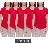5er Sparpack ELEVATE Jade Damen T-Shirt nachhaltiges Kurzarm-Shirt 160 g/m2 Basic-Shirt Unterzieh-Shirt 3750125 Rot
